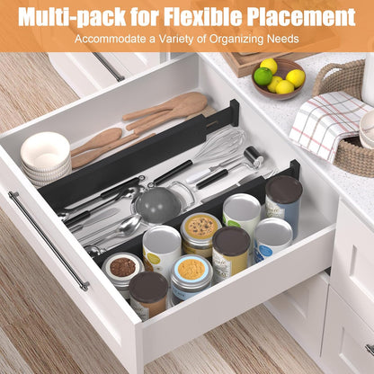 Bamboo Drawer Dividers,17-22" Adjustable Kitchen Drawer Organizer for Clothes,4 Pack Expandable Drawer Organization Separators for Bedroom,Bathroom,Dresser and Office,Natural