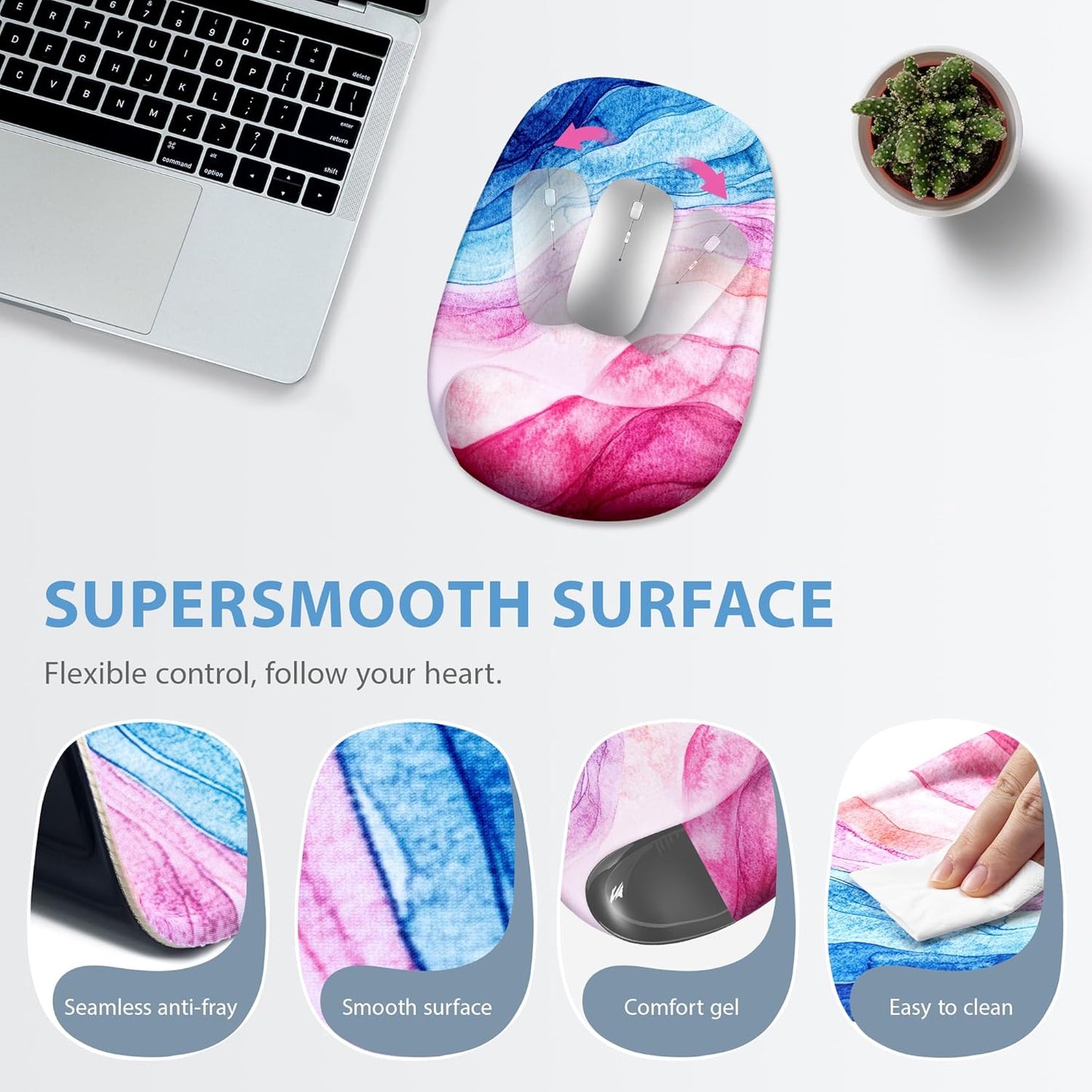 Ospelelf Wrist Rest for Keyboard and Mouse Ergonomic Mouse Pad with Wrist Support Memory Foam Wrist Rest for Computer Keyboard,3-in-1 Gel Mouse and Keyboard Pad for Office Geometry Green
