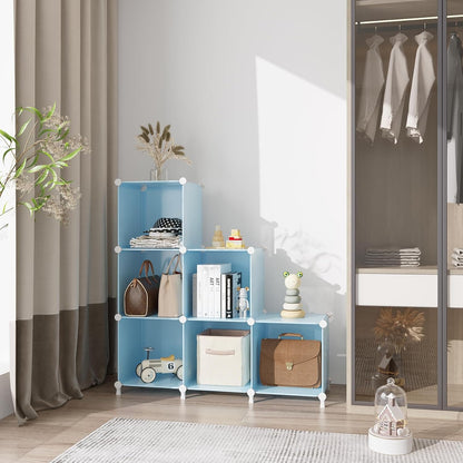 AWTATOS Cube Storage Organizer, Storage Cubes Shelves Bookshelf, 6 Cube Closet Organizers and Storage, DIY Stackable Plastic Clothes Organizer Shelving for Bedroom, Home, White
