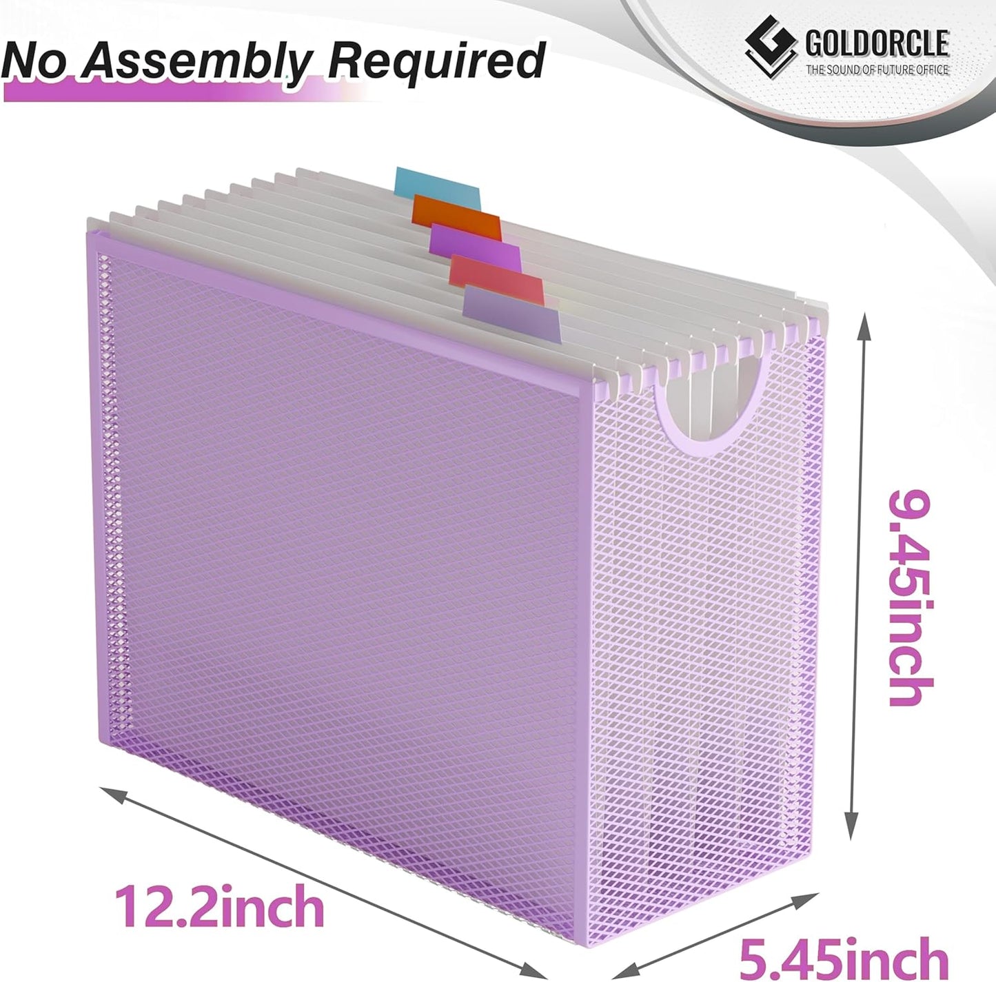 Hanging File Organizer, Letter-Size File Holder Filing Box with 5 Hanging Folders, Metal Mesh Desk File Folder Storage(No Assembly Required) (with 5 Grey Folders)