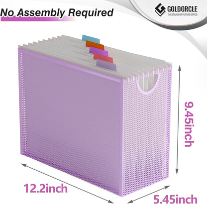 Hanging File Organizer, Letter-Size File Holder Filing Box with 5 Hanging Folders, Metal Mesh Desk File Folder Storage(No Assembly Required) (with 5 Grey Folders)