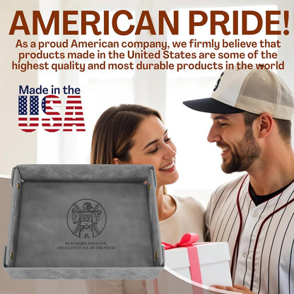 Engraved Leather Valet Tray for Men – Personalized Catchall with Custom Name for Desk, Dresser, Nightstand – Men's Organizer Tray for Keys, Wallet, Jewelry, Personalized Gift for Home, Office - Coffee