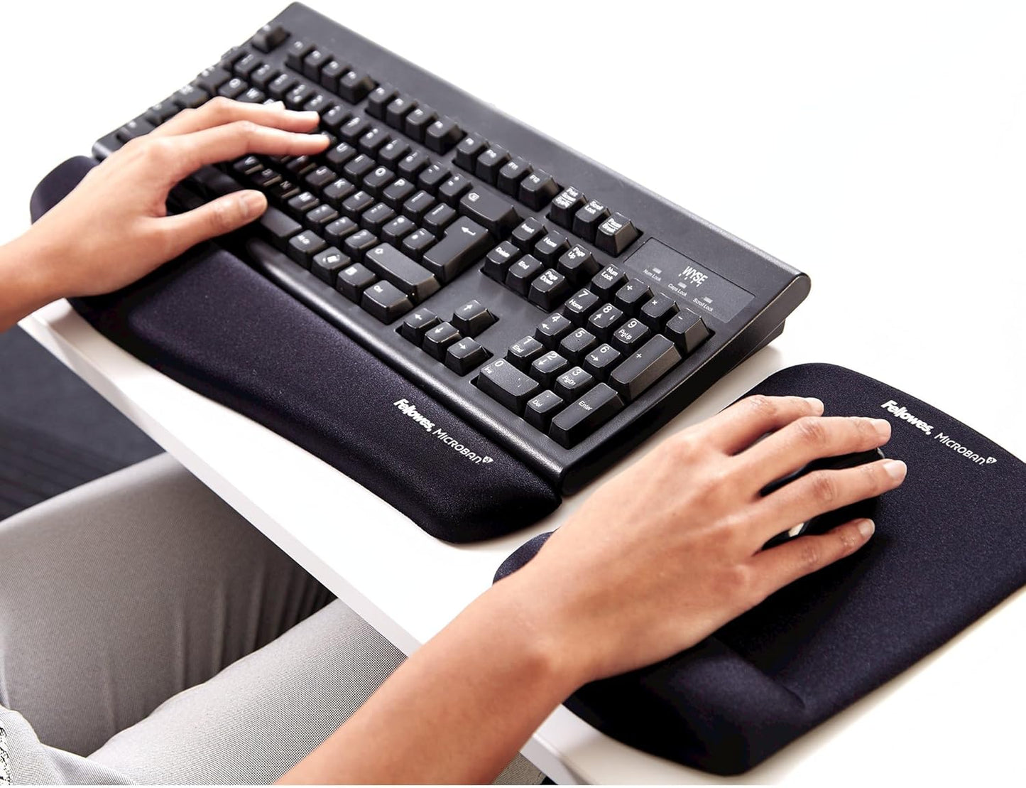 Fellowes PlushTouch Foam Keyboard Wrist Rest with MICROBAN - Black (9252101)