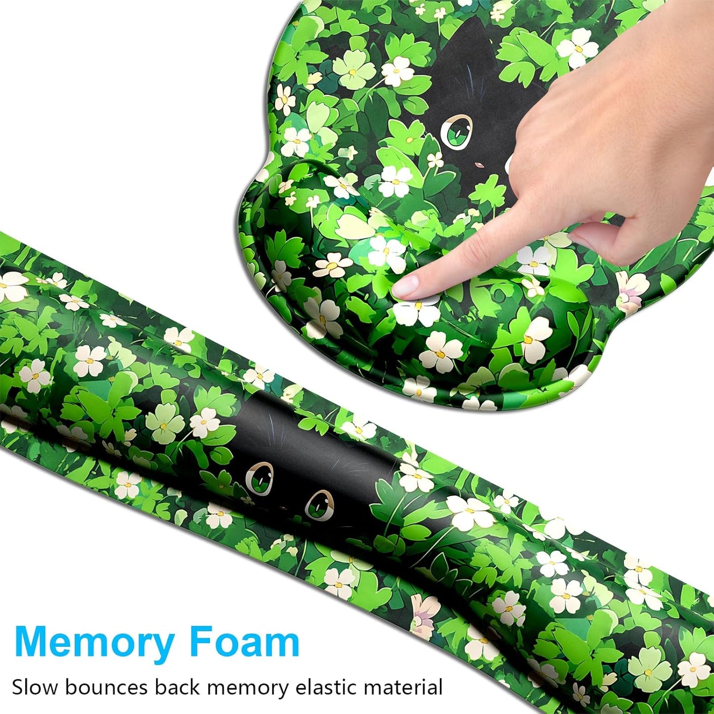 Dapesuom Keyboard Wrist Rest and Mouse Pad with Wrist Support, Cute Memory Foam Cushion for Keyboard and Mouse Set, Ergonomic Desktop Pad Rests with Non Slip Base for Easy Typing & Pain Relief, Pink