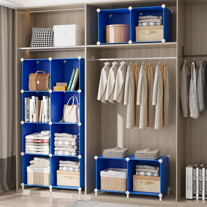 AWTATOS Cube Storage Organizer, 16 Cube Closet Organizer, Stackable Storage Cube Shelves, DIY Portable Closet Clothes Organizer Shelving for Bedroom, Closet, Wardrobe, Bathroom, White