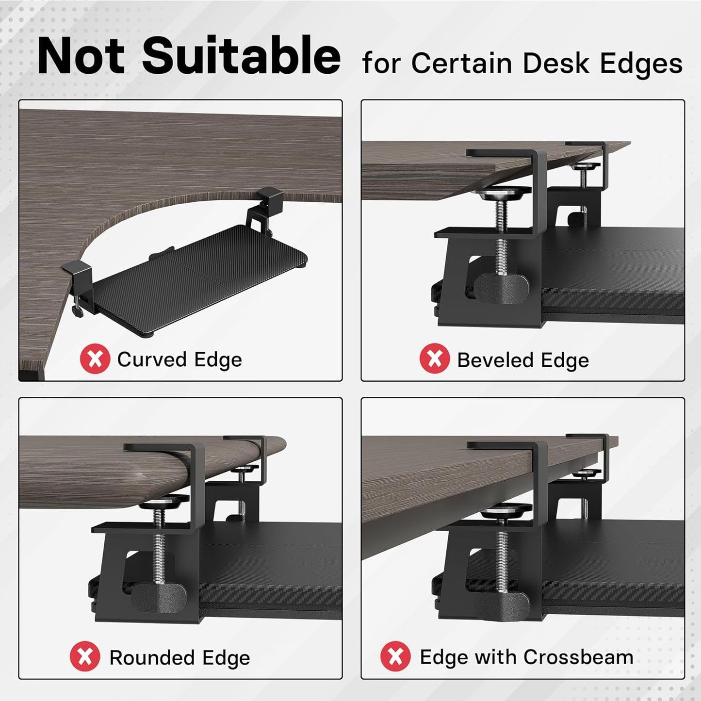 BONTEC KMT01 Under Desk Keyboard Tray, Pull-Out Keyboard & Mouse Platform with C-Clamp, 25.6 x 11.8 in Space-Saving Ergonomic Slide-Out Drawer, Black