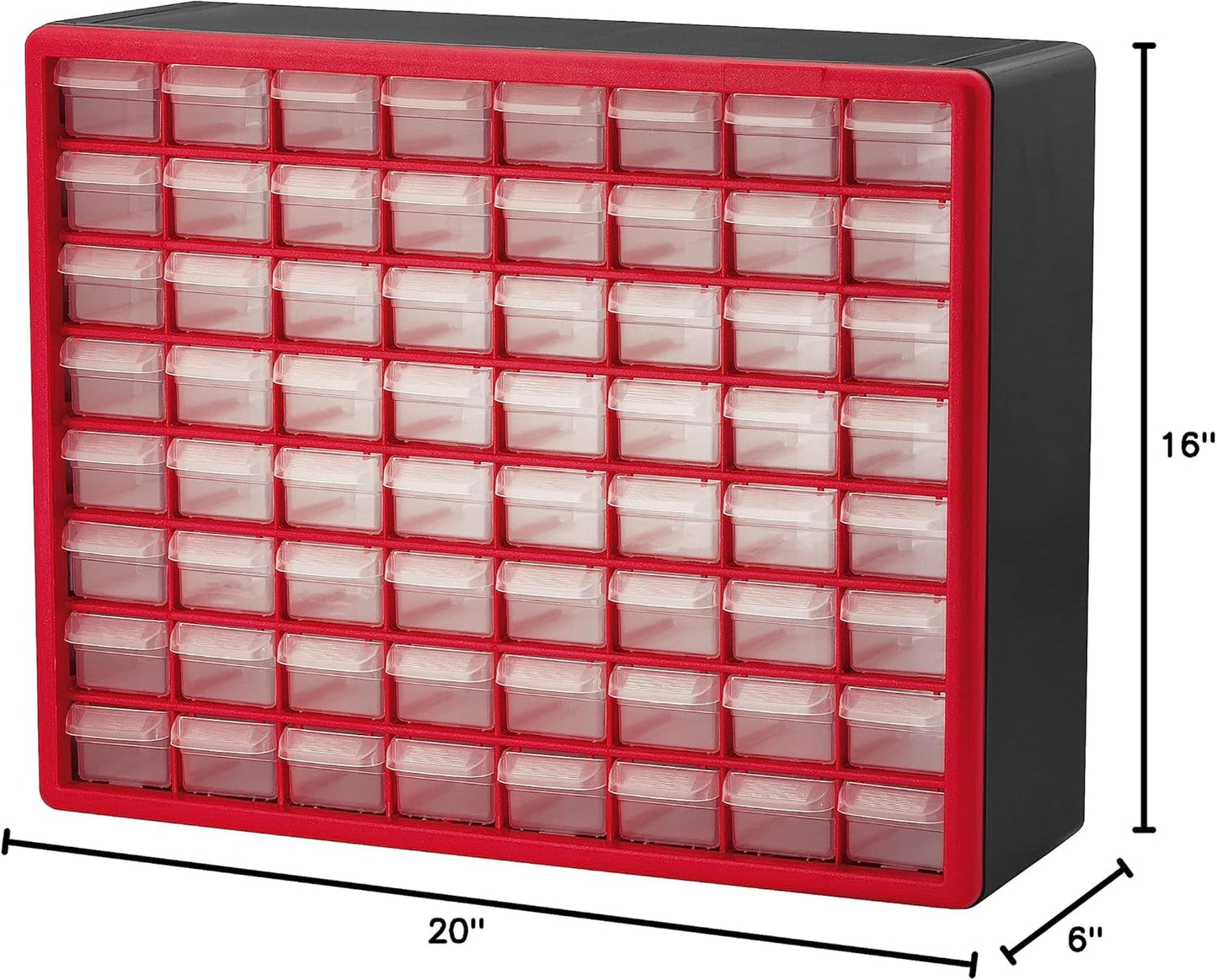Akro-Mils 24-Drawer Plastic Drawer Storage Cabinet for Garage Organization, Bead Organizer, Building Bricks Storage, Teacher Toolbox, Makeup Organizer, 20" W x 6" D x 16" H, 10124 Black