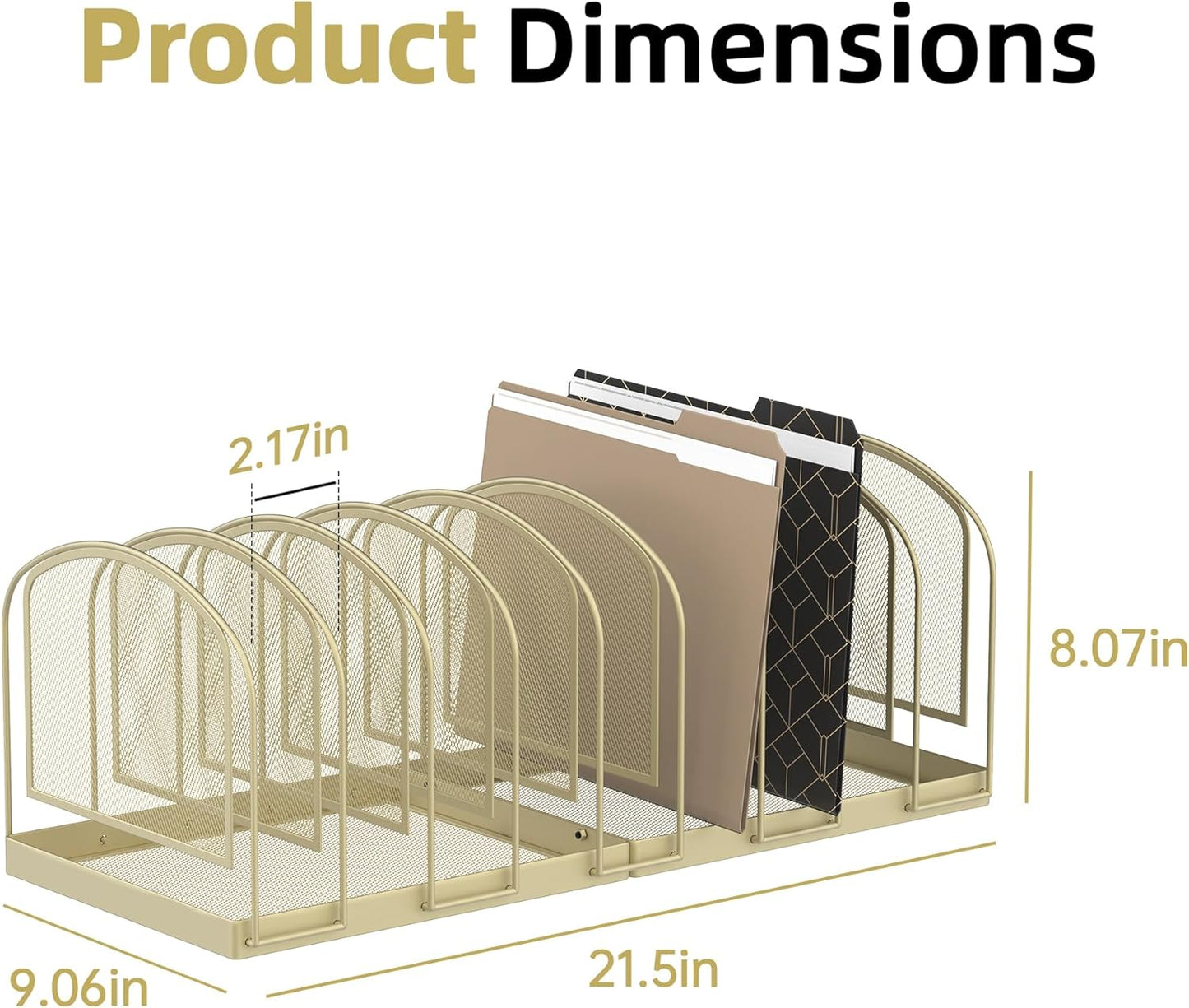 SUPEASY File Organizer for Desk, 5-Section Mesh Desk Organizer, Vertical File Holder Desktop Organizer File Sorter, File Folder Holder for Office Supplies, Black