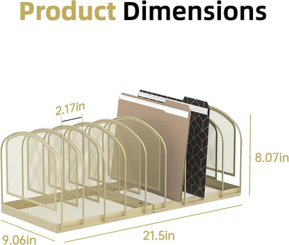 SUPEASY File Organizer for Desk, 5-Section Mesh Desk Organizer, Vertical File Holder Desktop Organizer File Sorter, File Folder Holder for Office Supplies, Black