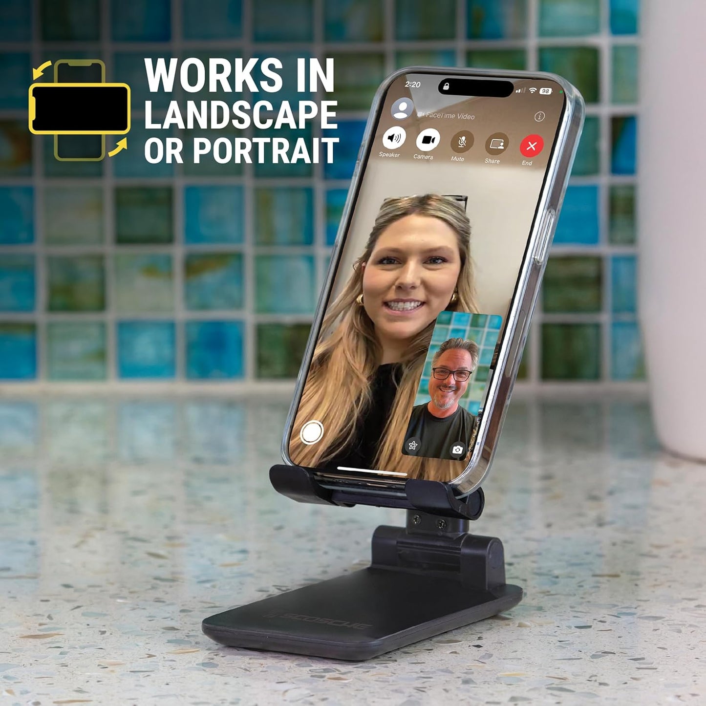 Scosche SUFMPS-SP Universal Cell Phone Stand and Holder with Non-Slip Cradle, Foldable, Adjustable Non-Magnetic Mount for Home Office Desk or Travel Compatible with iPhone, Tablet and All Devices