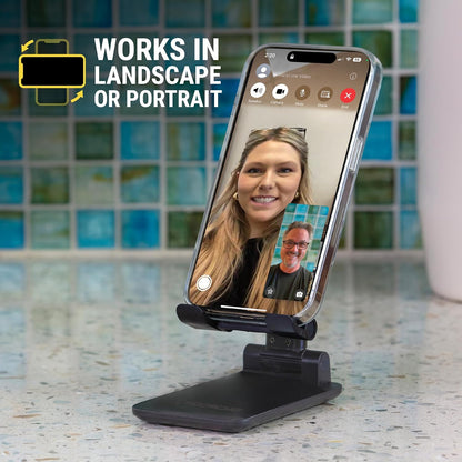 Scosche SUFMPS-SP Universal Cell Phone Stand and Holder with Non-Slip Cradle, Foldable, Adjustable Non-Magnetic Mount for Home Office Desk or Travel Compatible with iPhone, Tablet and All Devices
