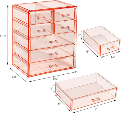 Sorbus Acrylic Makeup Organizer Set, 6-Drawer Vanity & Countertop Cosmetic Storage with Small & Wide Drawers, Clear Makeup Storage for Brushes, Lipsticks, Jewelry – Holiday Gift for Women & Teens