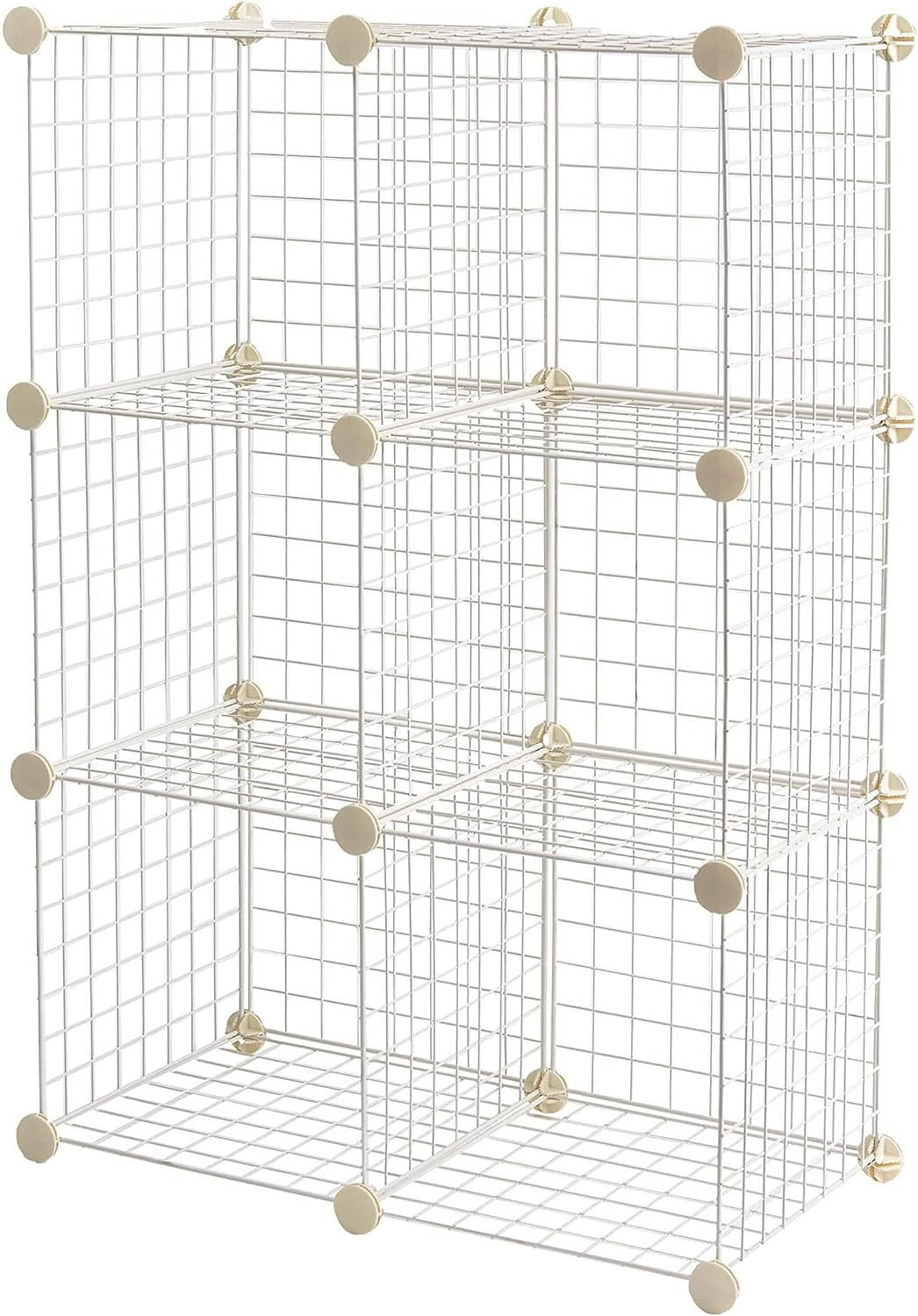 Amazon Basics 6-Cube Wire Grid Stackable Storage Organizer, Metal Shelving Unit, No-Tool Assembly, 26"W x 38"H x 12.6"D, Black