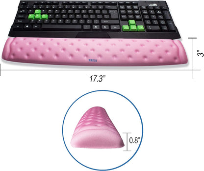 BRILA Keyboard Wrist Rest Support Cushion Pad for Computer, Laptop, Office Work, PC Gaming - Memory Foam Gel with Massage Holes Design - Non-Slip Easy Typing Wrist Pain Relief (Black Keyboard Pad)