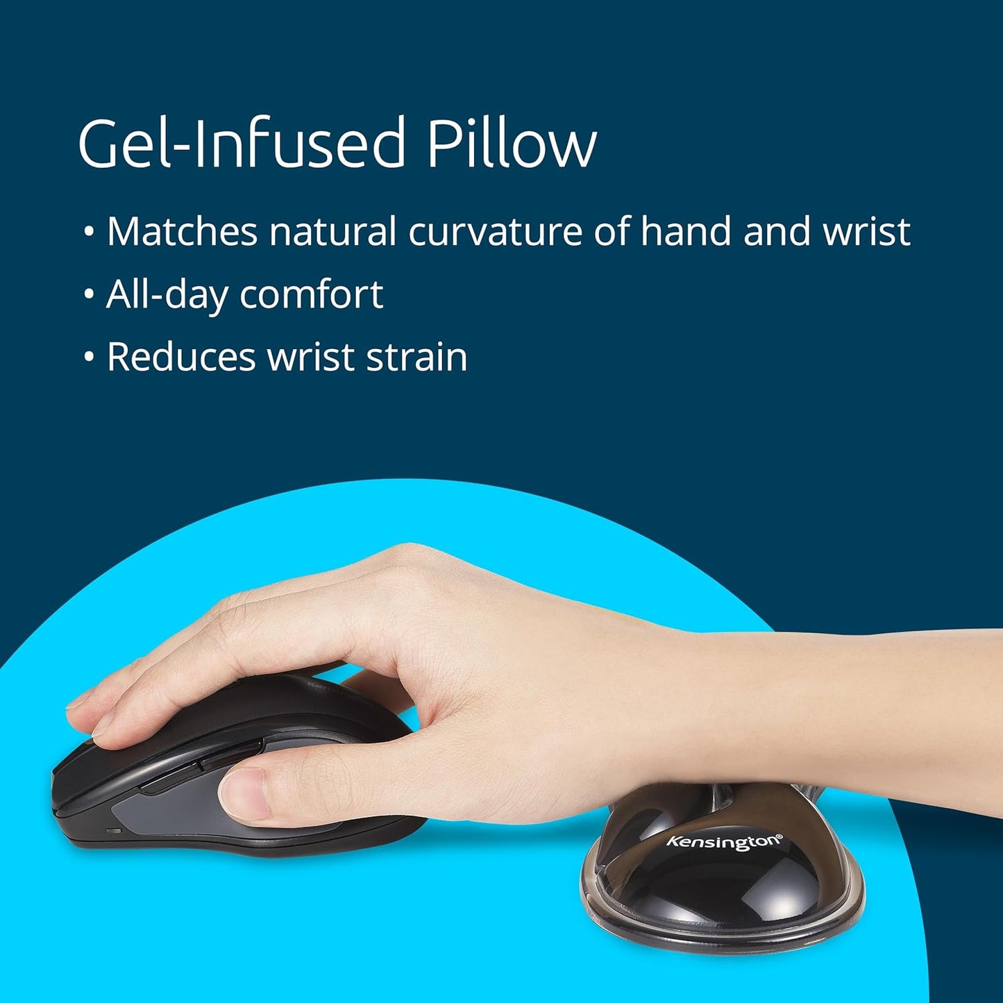 Kensington Slim Duo Gel Wrist Rest for Low Profile Keyboard, Wrist Pad for Keyboard, Ergonomic Wrist Pad for Computer, Non-Skid Computer Pad with Wrist Support, Blue K62441WW, 19" x 3.7"x 0.7”