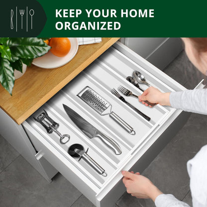ROYAL CRAFT WOOD Luxury Bamboo Kitchen Drawer Organizer - Silverware Organizer, Utensil Holder & Cutlery Tray Drawer Dividers for Flatware (9 Slot, Natural)