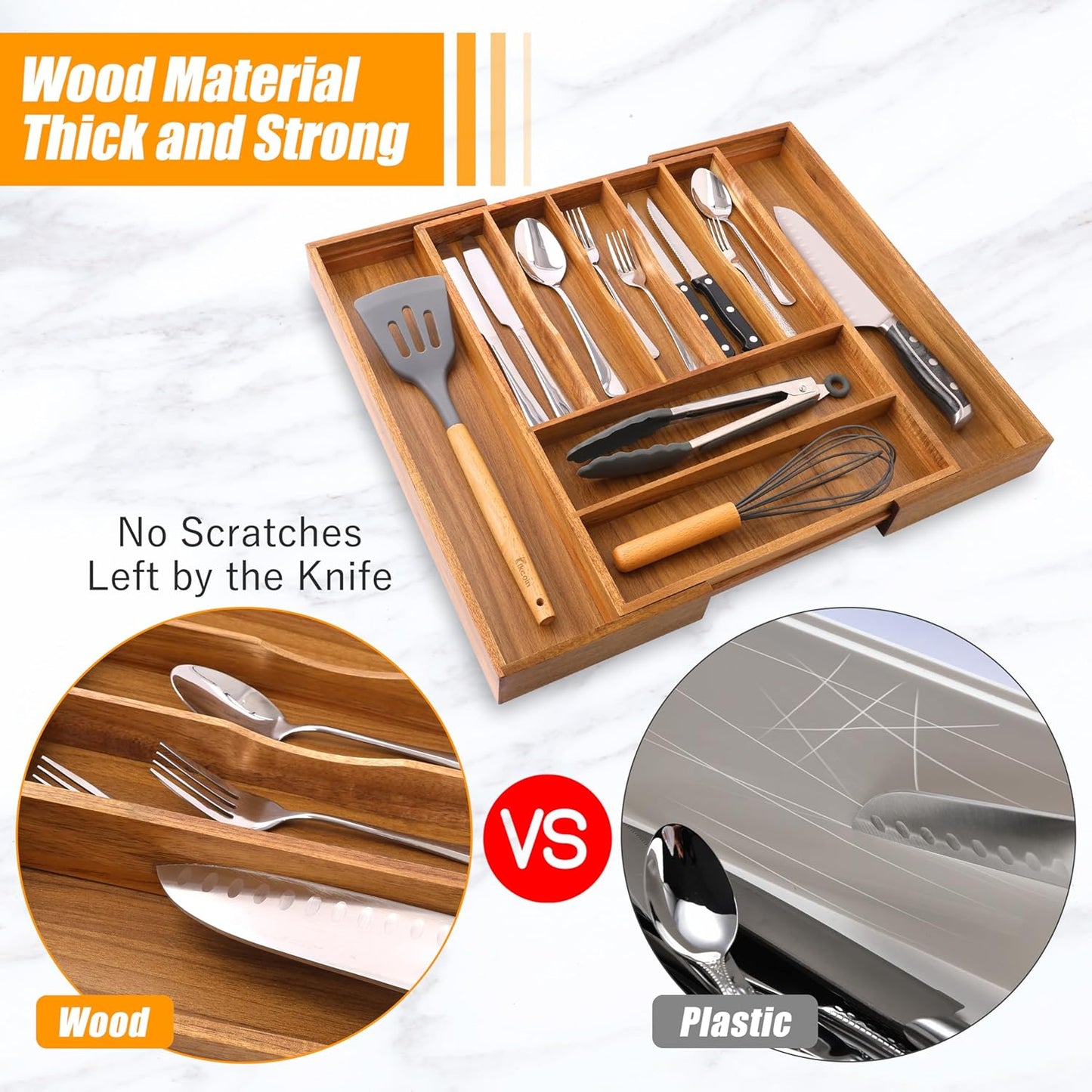 Kitchen Silverware Drawer Organizer and Storage Flatware Cutlery Utensil Holder Spice Rack Containers Bathroom Counter Cabinet Office Desk Makeup Drawer Tray Kitchen and Dining Tools Decor Accessories