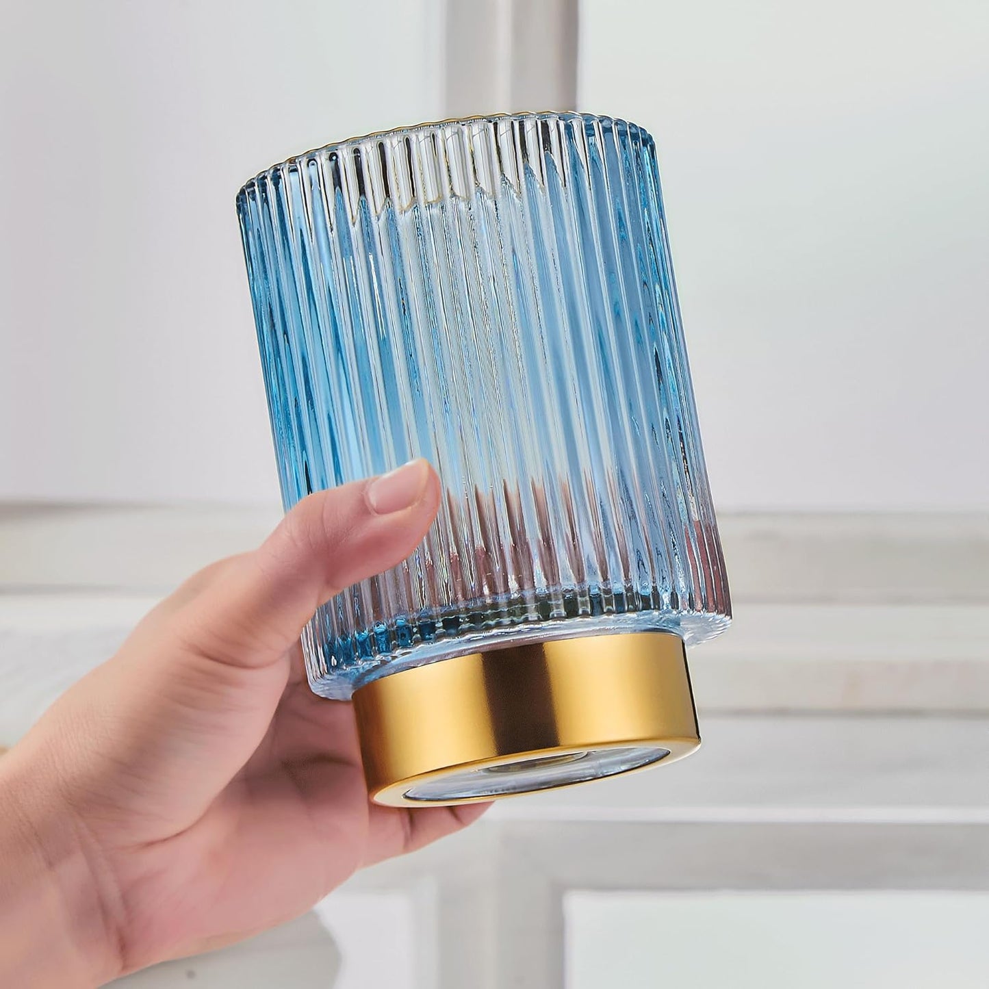 Makeup Brush Holder Organizer,Toothbrush Holders,Desk Pen Pencil Holder,Multifunctional Vintage Glass Brush Cup（L/Green/A3-6-US）