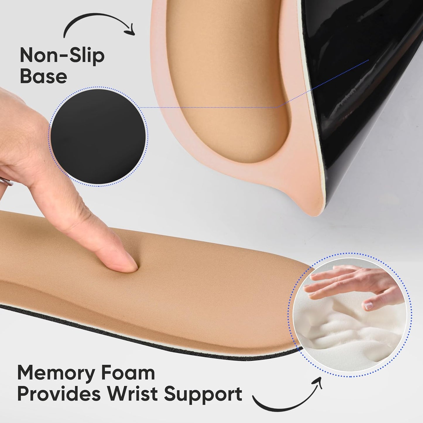 RICHEN Ergonomic PU Leather Keyboard Wrist Rest and Mouse Pad with Wrist Support, Memory Foam Set for Computer/Laptop,Gaming and Office, Comfortable for Easy Typing & Pain Relief (PU Brown)