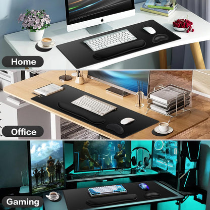 Desk Mat, Large Gaming Mouse Pad with Wrist Rest, 4in1 XXL Mousepad+Keyboard Wrist Rest+Mouse Pad Wrist Support+Cup Coaster Set Ergonomic Floral Computer Desk Arm Wrist for Decor Home Office Women