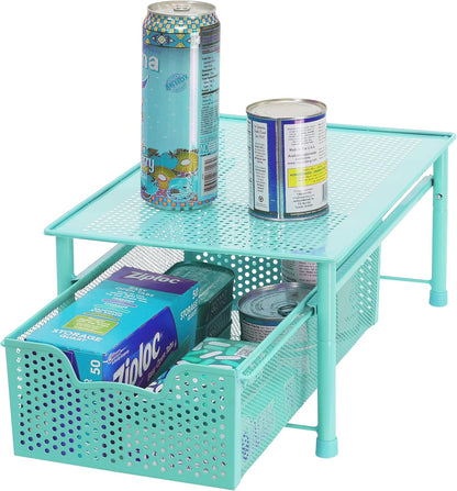 Simple Houseware Stackable 3 Tier Sliding Basket Organizer Drawer, Silver