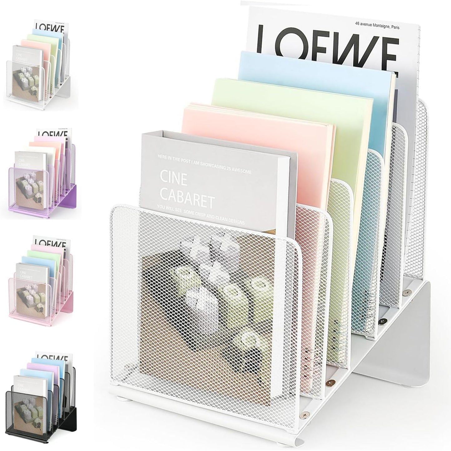 LEKETREE File Organizer for Desk, File Folder Organizer with 5-Section Vertical Rack, Suitable for Home Office Document Organization and Storage(Black)