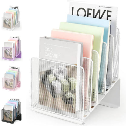 LEKETREE File Organizer for Desk, File Folder Organizer with 5-Section Vertical Rack, Suitable for Home Office Document Organization and Storage(Black)