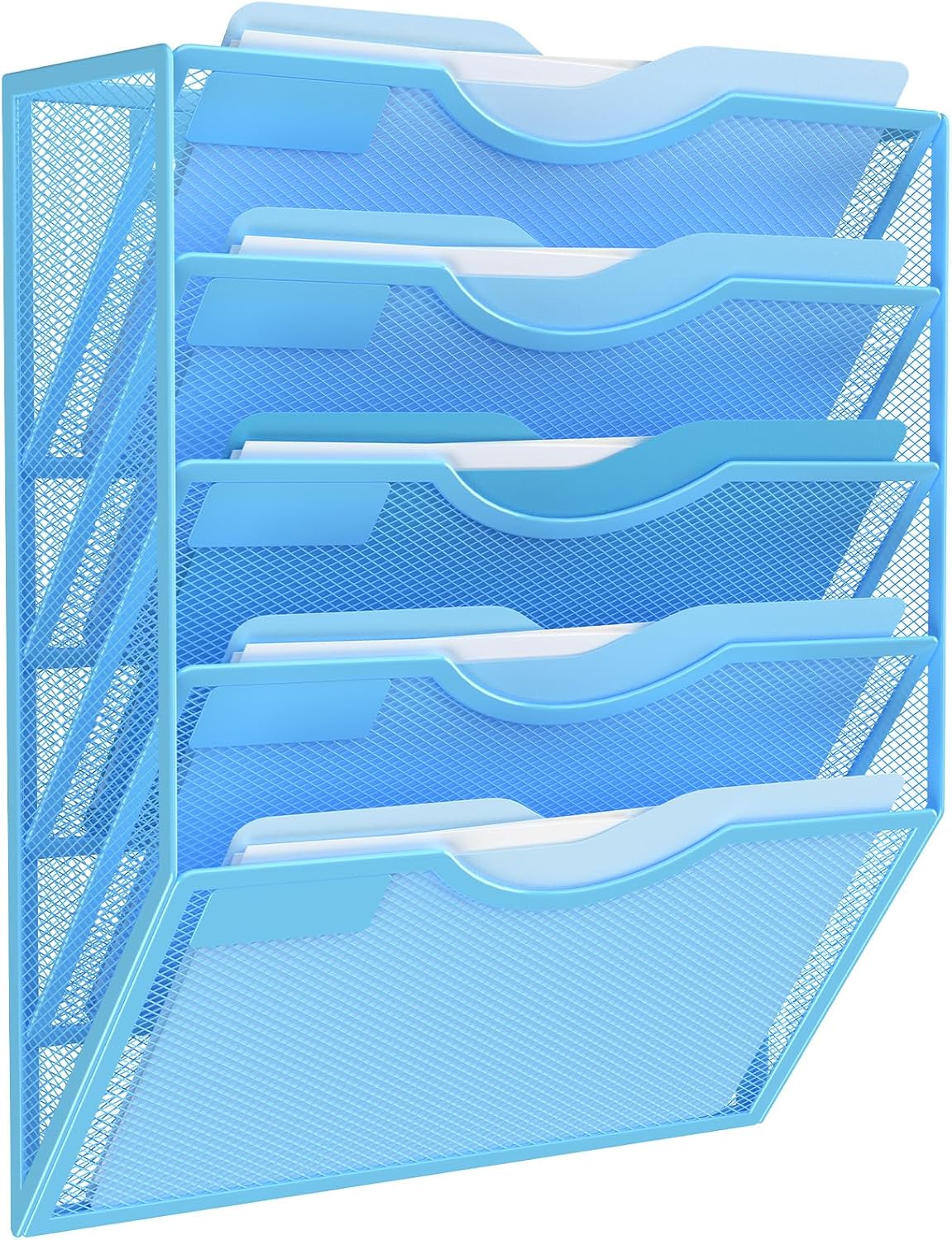 Kuntine.B Wall File Organizer Office Hanging Magazine Holder Wall File Organizer for Office Home (Black, 5 Tier)