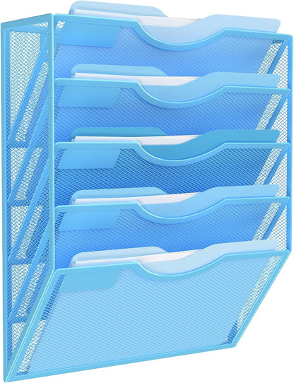 Kuntine.B Wall File Organizer Office Hanging Magazine Holder Wall File Organizer for Office Home (Black, 5 Tier)