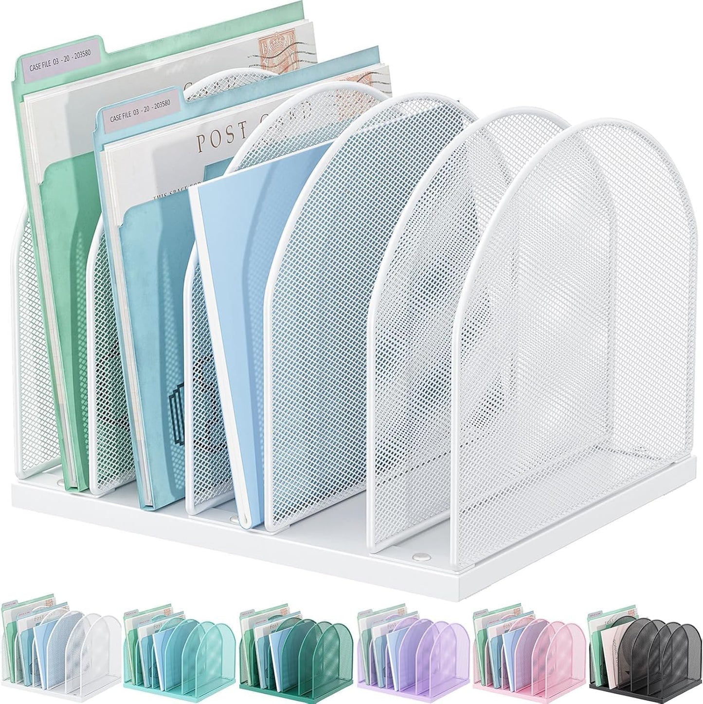 gianotter Desktop File Organizer, Desk Organizer with 5 Compartments, Paper Organizer for Desk, Workspace Organizers for Office Supplies (Black, Upright Style)