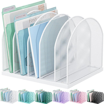 gianotter Desktop File Organizer, Desk Organizer with 5 Compartments, Paper Organizer for Desk, Workspace Organizers for Office Supplies (Black, Upright Style)