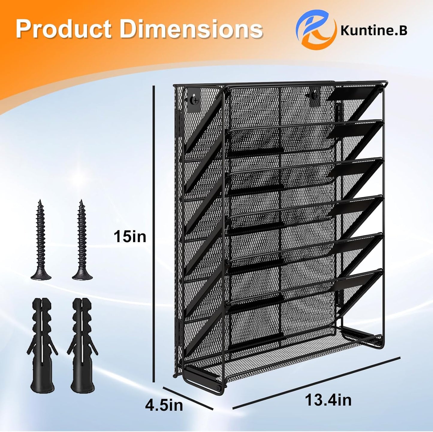 Kuntine.B Wall File Organizer Office Hanging Magazine Holder Wall File Organizer for Office Home (Black, 5 Tier)