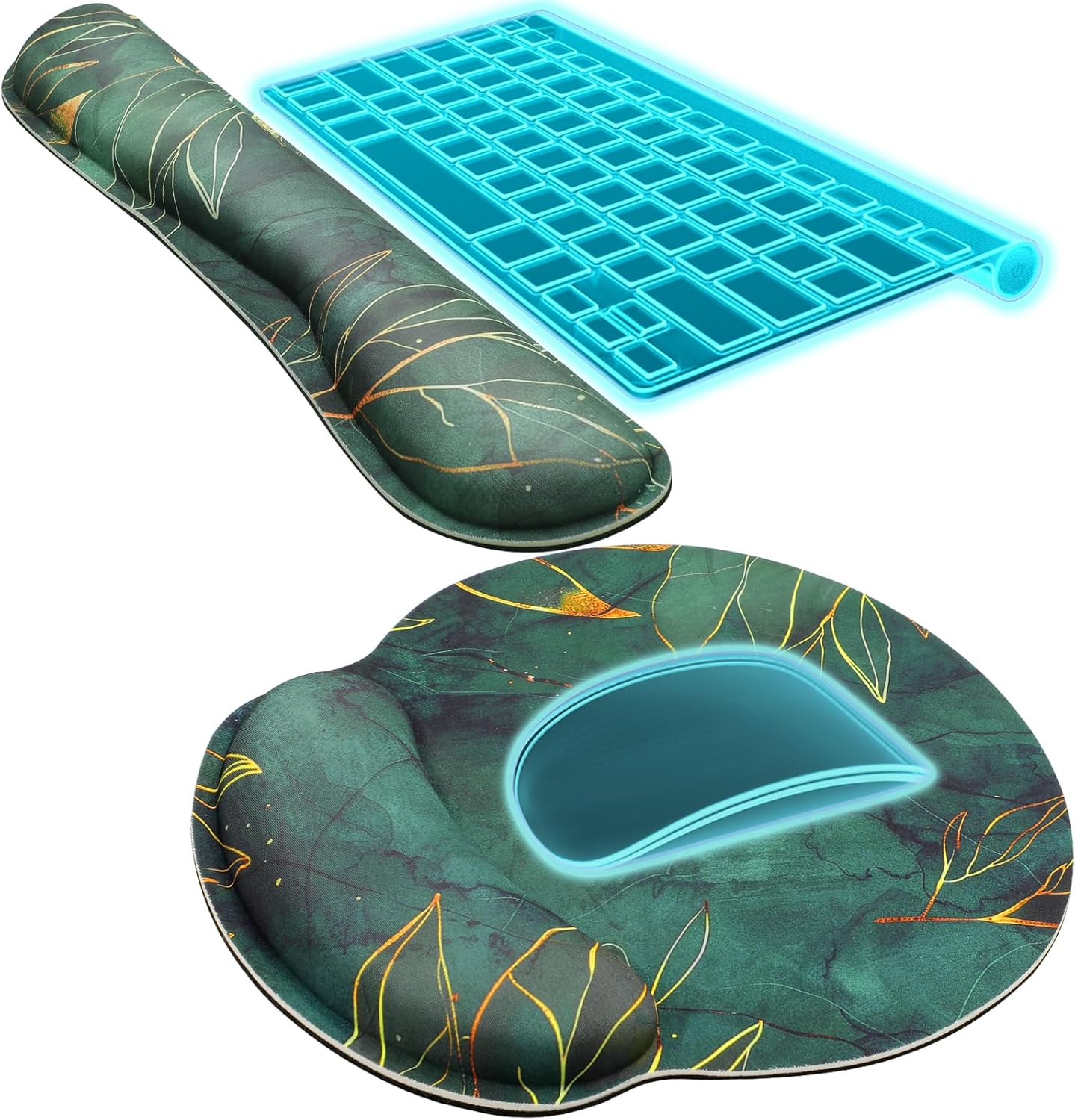 KTRIO Ergonomic Keyboard Wrist Rest and Mouse Pad with Wrist Rest Set, Memory Foam Wrist Support for Typing, Gaming, Office and Home Use, Black