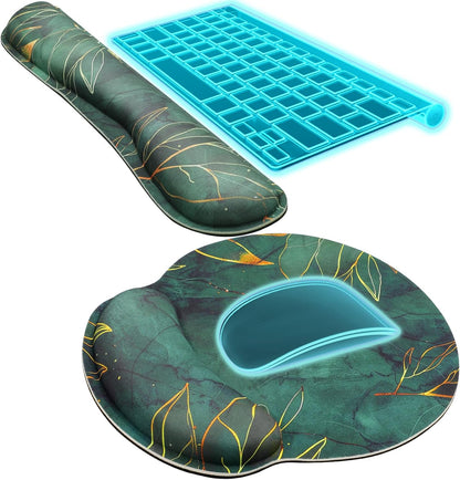 KTRIO Ergonomic Keyboard Wrist Rest and Mouse Pad with Wrist Rest Set, Memory Foam Wrist Support for Typing, Gaming, Office and Home Use, Black