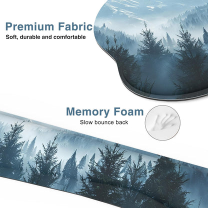 Ergonomic Mouse Pad with Wrist Rest and Keyboard Wrist Rest, Memory Foam Wrist Rest for Computer Keyboard, Easy Typing, Pain Relief, Mouse Pad Wrist Support for Gaming,Office, Laptop, Black Flower
