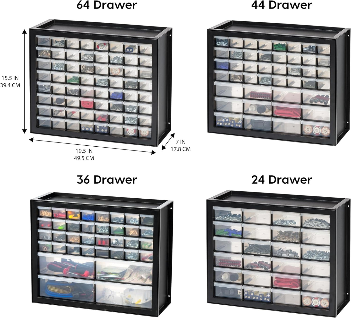 IRIS USA Small Parts Storage Cabinet, Made in USA, 64-Drawer Organizer Chest for Hardware, Screws, Nuts & Bolts, Charms, Beads, Craft Supplies, Scrapbook & Hobby Storage, Teacher Toolbox – White