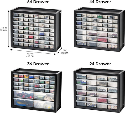 IRIS USA Small Parts Storage Cabinet, Made in USA, 64-Drawer Organizer Chest for Hardware, Screws, Nuts & Bolts, Charms, Beads, Craft Supplies, Scrapbook & Hobby Storage, Teacher Toolbox – White