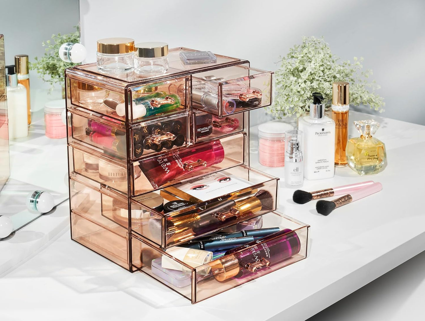 Sorbus Acrylic Makeup Organizer Set, 6-Drawer Vanity & Countertop Cosmetic Storage with Small & Wide Drawers, Clear Makeup Storage for Brushes, Lipsticks, Jewelry – Holiday Gift for Women & Teens