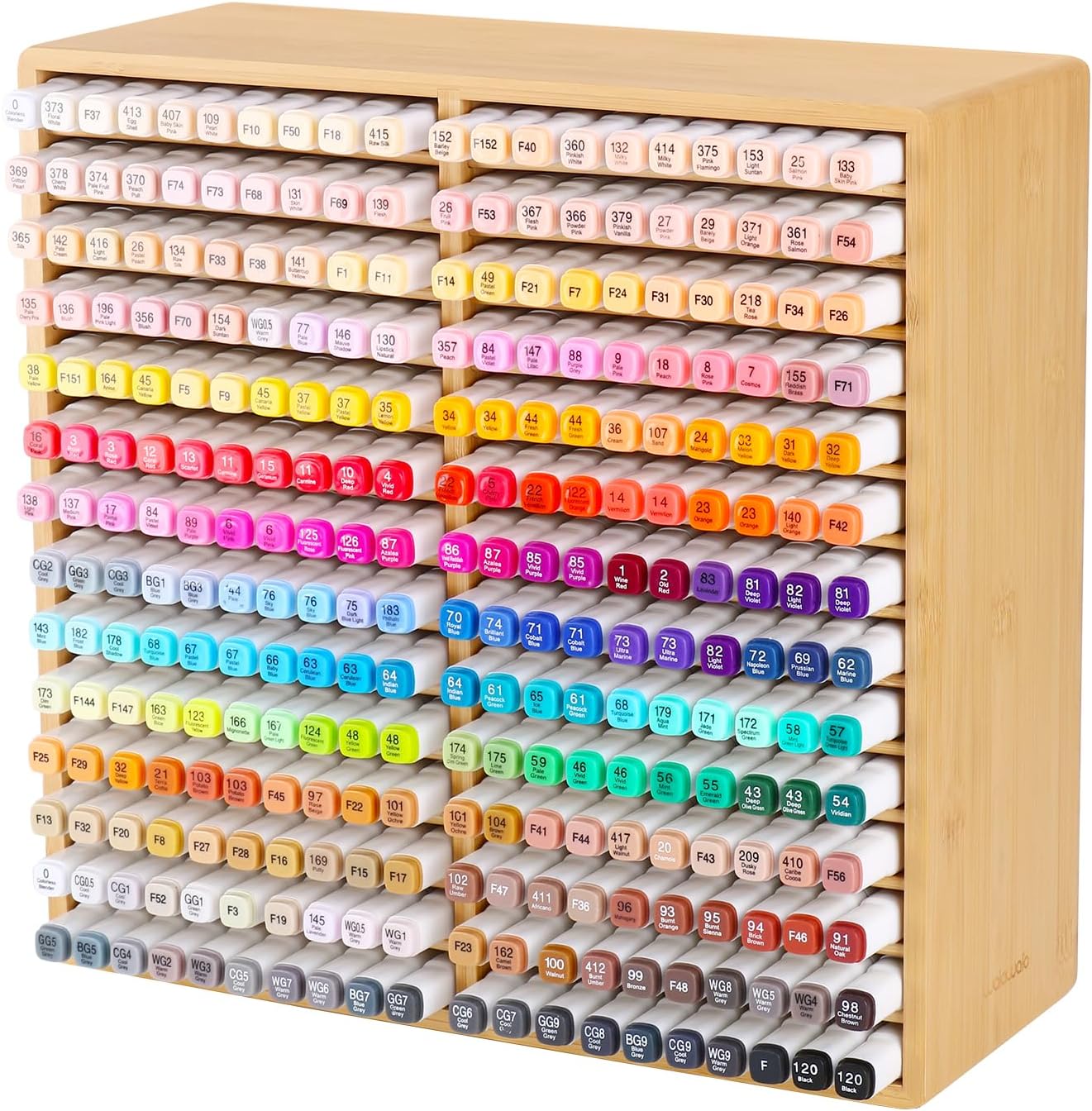 walowalo Markers Organizer Hold 176 Markers Birthday Gifts Bamboo Pen Holder Art Supply Pencil Alcohol Storage Organizer 22 Compartments All-in-One Marker Storage for Home Office Desk Classroom