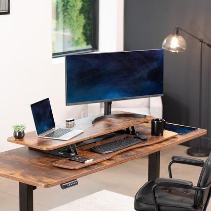 VIVO 26 inch Desk Converter, K Series, Height Adjustable Sit to Stand Riser, Dual Monitor and Laptop Workstation with Keyboard Tray, Black, DESK-V026KB
