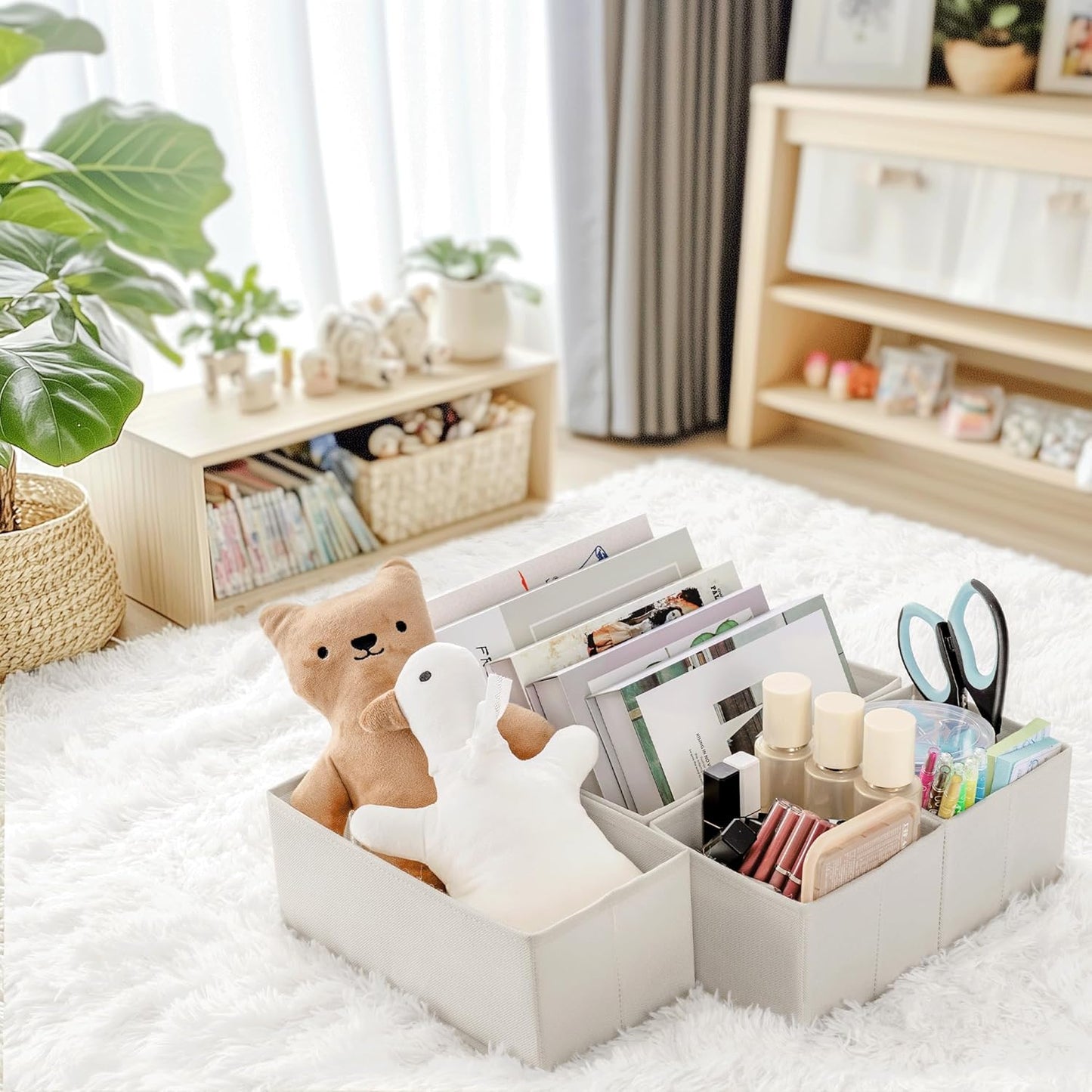Criusia Drawer Organizer Clothes, 10 Pack Dresser Organizer for Baby Clothes, Underwear, Sock- Foldable Closet Organization and Storage Dividers Bins for Nursery, Bedroom (Beige)