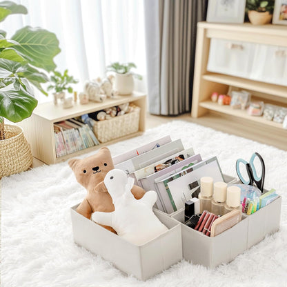 Criusia Drawer Organizer Clothes, 10 Pack Dresser Organizer for Baby Clothes, Underwear, Sock- Foldable Closet Organization and Storage Dividers Bins for Nursery, Bedroom (Beige)