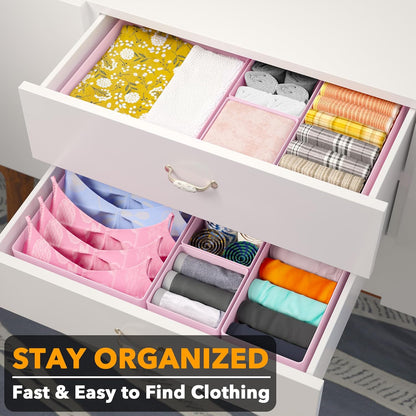 SpaceAid Drawer Organizer for Clothes, 18 Pack Dresser Drawer Organizer Bins, Closet Organizers and Storage Dividers for Clothing, Underwears, Socks (Beige)