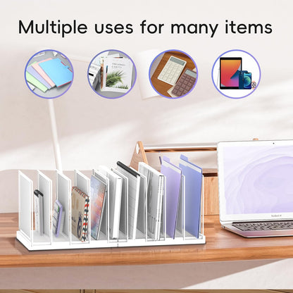 File Organizer for Desk, 5-Section Vertical File Sorter, Paper Holder Organizer Standing Metal File Folder for Office Home Classroom, Black