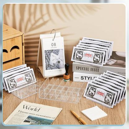 Geetery 4 Pcs Acrylic Cash Tray for Cash Stuffing Mail Sorter Organizer Clear Desk Envelope Organizer for Sorting Mail Envelope Bill Business Card Eyeshadow Palette(7 Slot)