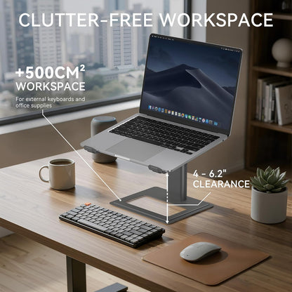 SOUNDANCE Adjustable Laptop Stand for Desk, Computer Stand, Ergonomic Laptop Riser Holder Compatible with 10 to 17.3 Inches Notebook PC Computer, Aluminum Silver