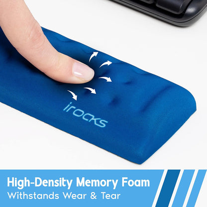 i-Rocks Memory Foam Keyboard Wrist Rest - Pain-Reducing Wrist Rest for Computer Keyboard - Non-Slip Rubber Base Wrist Rest - Cooling Keyboard Pad for Long Hours of Work, Studying, Gaming
