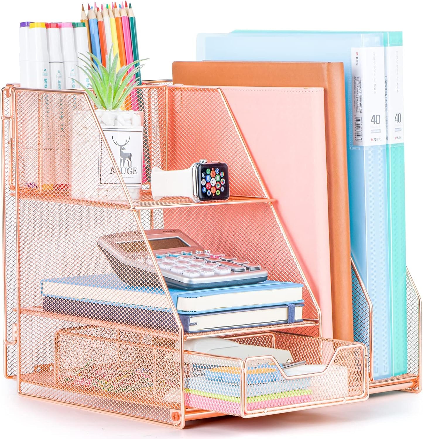 Topwey Pen Holder for Desk, 360 Rotating Pencil Holder, Cup Holder for Desk Office, Desk Organizers and Accessories in Black