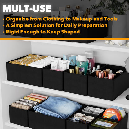 SpaceAid Drawer Organizer for Clothes, 18 Pack Dresser Drawer Organizer Bins, Closet Organizers and Storage Dividers for Clothing, Underwears, Socks (Beige)