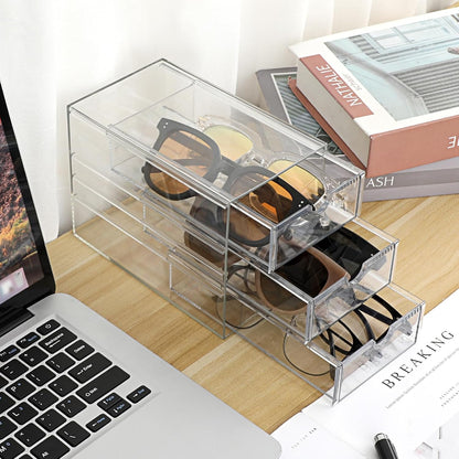 Hipiwe 3 Drawers Acrylic Drawer Organizer Clear Desktop Organizer for Hair Accessories Jewelry Stationery Office Supplies Acrylic Drawer Storage Box for Vanity Bathroom Closet